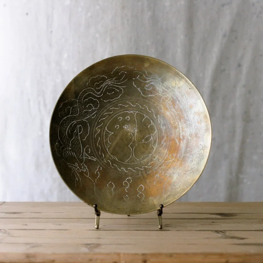 Vintage Brass Shallow Bowl Dish/10